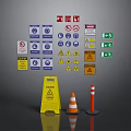 Modern warning board warning sign 3d model