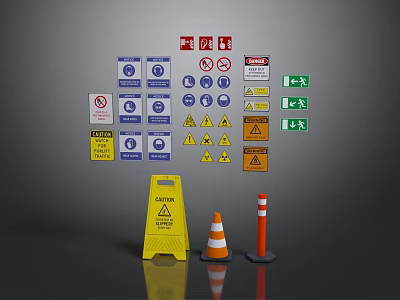Modern warning board warning sign 3d model