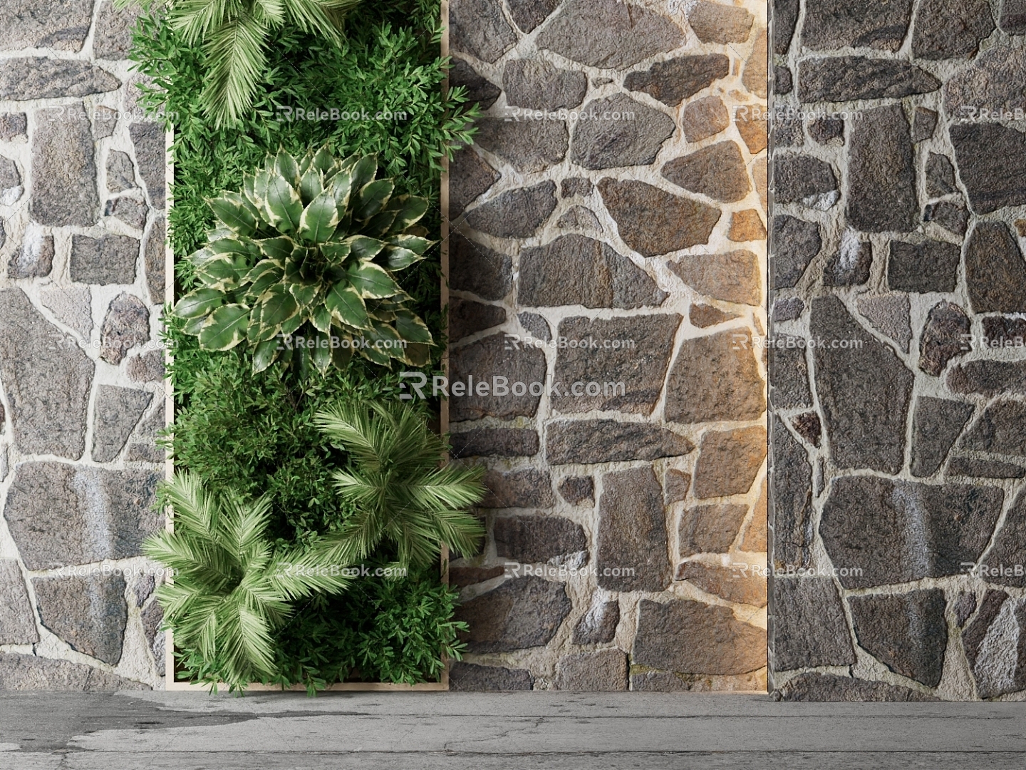 Modern background wall stone wall 3d model