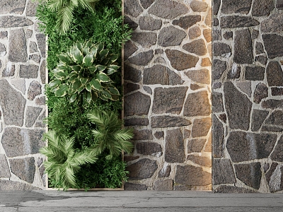 Modern background wall stone wall 3d model