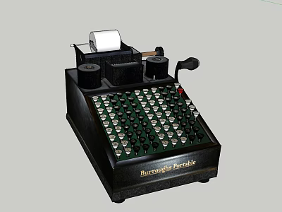 Vintage Office Appliance with Green Key Panel and Paper Roll Design for Traditional Workspace Use 3d model