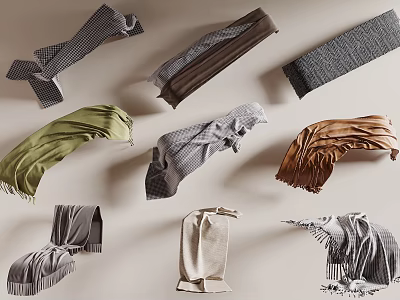 Bed Runners In Different Styles Colors And Textures For Home Decor 3d model