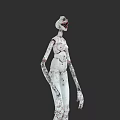 Creepy Slender White Skinned Monster With Bloodstains And Open Mouth Teeth