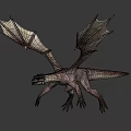 3D Dragon Model With Grayish Brown Scaled Body Detailed Wings And Sharp Claws