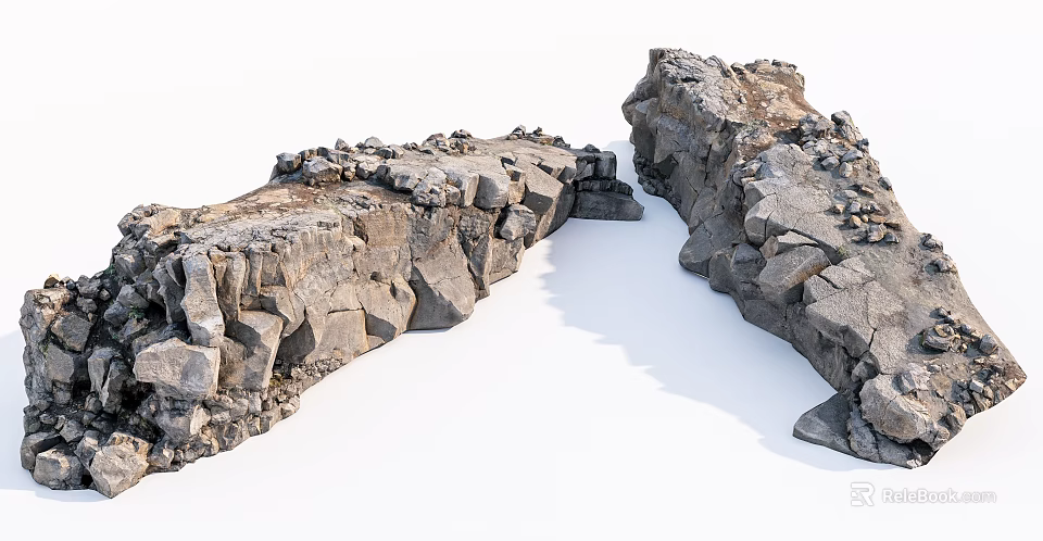 Natural Stone And Wood Decorative Structure With Rough Texture And Organic Design Elements 3d model