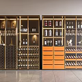 Modern Wine Cabinet With Multiple Compartments Wine Bottles Storage And Glasses 3d model