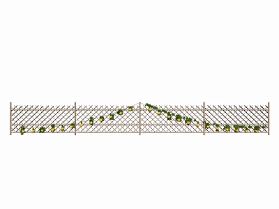 Decorative Chain Link Fence With Green Vines And Small Yellow Flowers 3d model
