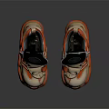 White And Orange High Top Shoes With Chunky Sole Velcro Straps And Layered Design Details