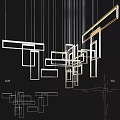 Modern Contemporary Geometric Chandeliers with Linear Design Elements and Hanging Structure 3d model