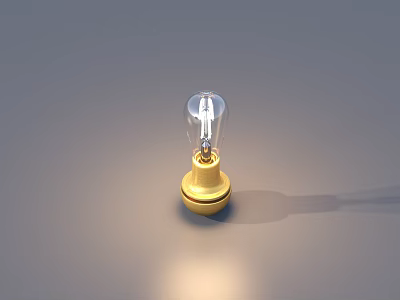 Transparent Glass Light Bulb With Golden Base And Illuminated Shadow 3d model
