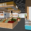 Modern Shopping Mall Supermarket Vegetable Market Fruit and Vegetable Area 3d model