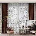 Modern Casual Sofa Combination Curtain Sofa Hanging Picture 3d model