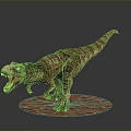 Detailed Open Mouth Tyrannosaurus Rex Dinosaur Model Standing On Circular Base