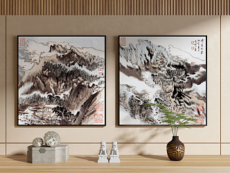 New Chinese Landscape Painting Decorative Painting 3d model