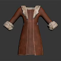 Stylish Red Long Coat With White Fur Collar And Cuffs Design