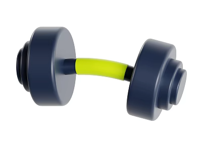 Dark Blue Dumbbell With Yellow Handle For Home Gym Fitness Training 3d model