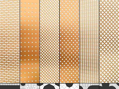 Gold Wall Decor With Geometric Patterns Dots Grids And Diamond Shapes For Interior Decoration 3d model