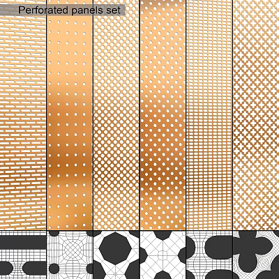 Gold Wall Decor With Geometric Patterns Dots Grids And Diamond Shapes For Interior Decoration 3d model