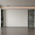 Modern Living Room Interior Design With Marble Accent Walls And White Panels