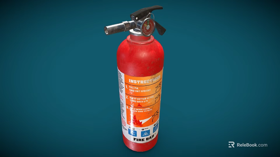 Red Fire Extinguisher With Safety Instruction Label For Fire Emergency Preparedness 3d model 