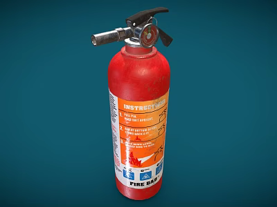 Red Fire Extinguisher With Safety Instruction Label For Fire Emergency Preparedness 3d model