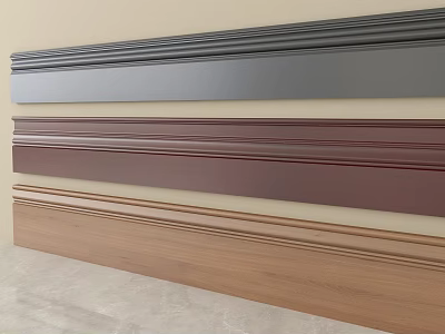 Various Colored Decorative Wall Lines In Black Gray Brown And Wood Tones 3d model