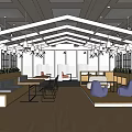 Modern Restaurant Interior Design With Open Layout Wooden Floors Tables Sofas And Green Plants