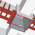 Red Support Beams With White Panels In Modern Architectural Structure Design 3d model