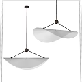 Modern Pendant Lighting Fixtures With White Curved Shades And Metal Hanging Frames