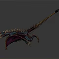 Mythical Dragon Creature Model With Purple Wings And Skeletal Structure