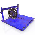 Blue Metal Industrial Equipment With Gear And Platform Structure