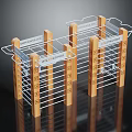Wooden Kitchen Storage Rack With Metal Bars Multiple Layers And Labels For Utensil Organization