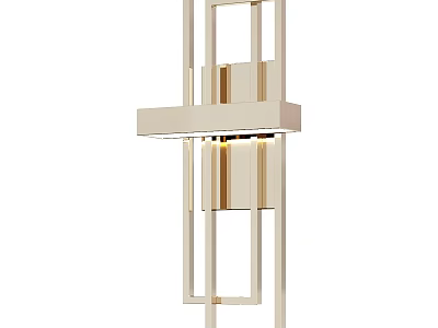 Modern Geometric Wall Lamp With Linear Metal Frame And Gold Finish Design 3d model