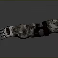 Two Futuristic Mechanical Arms With Detailed Metallic Design And Bloodstains