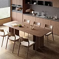 Modern Dining Table With Six Chairs In Open Kitchen Interior Design