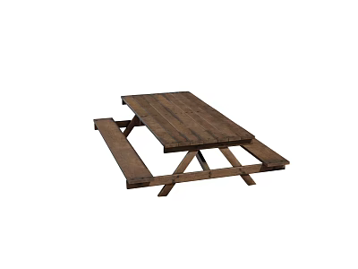 Rustic Wooden Picnic Table And Bench Set For Outdoor Garden Use 3d model