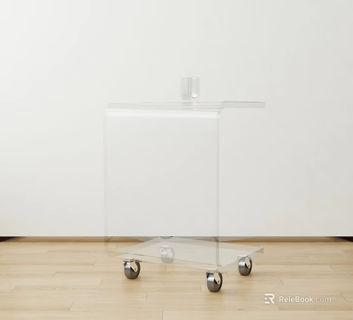 Modern Transparent Acrylic Side Table With Wheels For Living Room Interior Decor 3d model