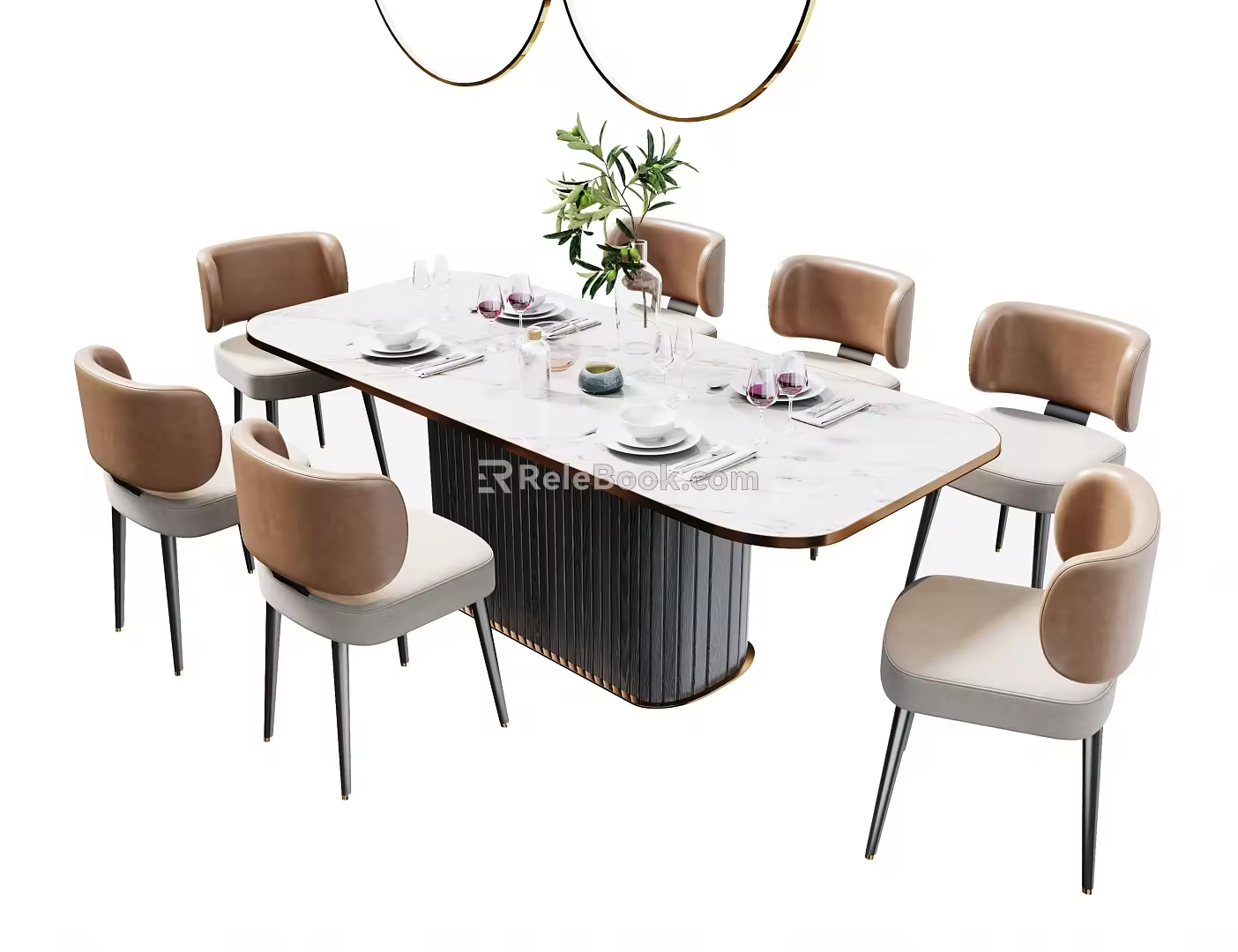 Modern Dining Table and Chair Combination Dining Table and Chair 3d model