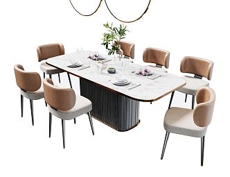 Modern Dining Table and Chair Combination Dining Table and Chair 3d model