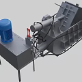 Industrial Processing Equipment With Blue Motor Metal Frame And Hydraulic Pipes