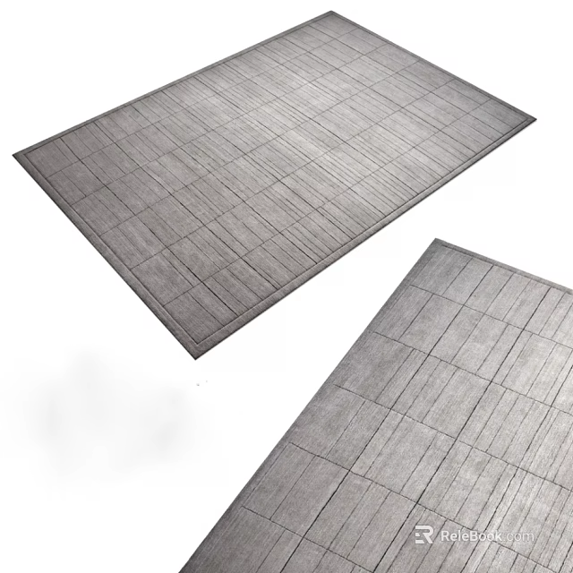 Modern Gray Square Rugs With Grid Pattern Soft Texture For Home Decor 3d model 