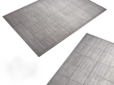 Modern Gray Square Rugs With Grid Pattern Soft Texture For Home Decor 3d model