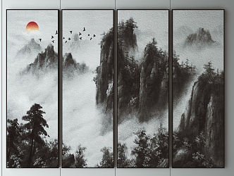 New Chinese Landscape Painting Decorative Painting 3d model