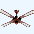 Modern Ceiling Air Cooling Fan With Four Brown Mesh Blades And Copper Motor