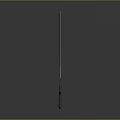 Long Metal Sword With Sharp Blade And Decorative Hilt Standing On Gray Background