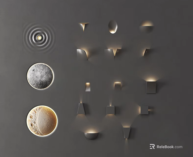 Modern Wall Lamps With Various Geometric Shapes And Warm Light Effects 3d model 