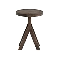 Wooden Round Seat Stools With Crossed Legs Simple Design Set Of Two