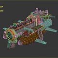 Vintage Steampunk Airship Model Featuring Metal Structure Propeller And Balloon Like Body