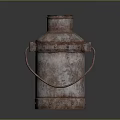 Rusty Metal Milk Can With Handle Lid Cylindrical Shape And Surface Rust Details