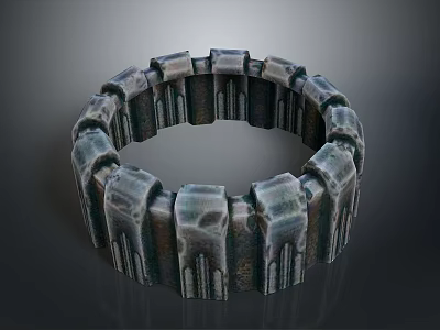 Metallic Circular Industrial Ring Structure With Textured Surface And Geometric Design 3d model